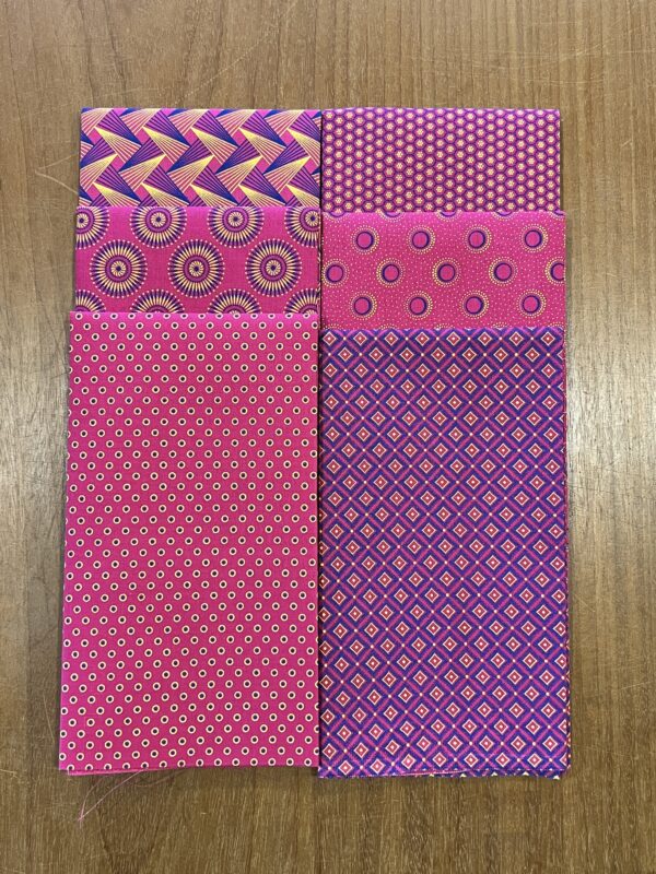Pink, Purple and Yellow 6 Fat Quarters